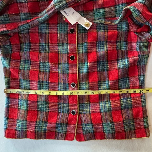 NWT Maggy London Silk Tartan Plaid Lined Jacket (14) - Picture 11 of 15